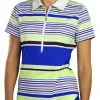 JoFit Women's Tipped Polo - Mai Tai Stripe